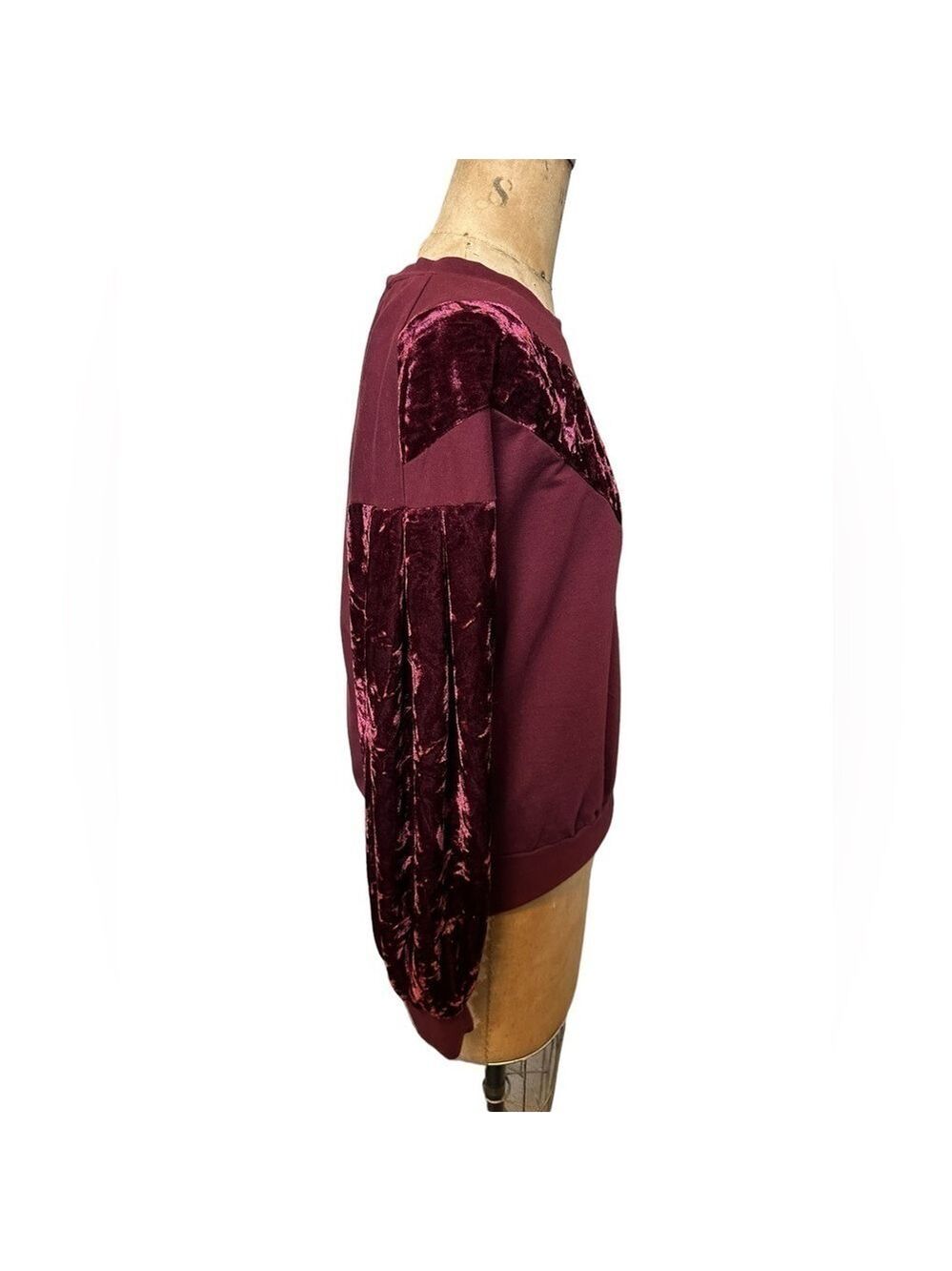 William Rast maroon Hannah sweatshirt with velvet detail size small - Picture 4 of 7